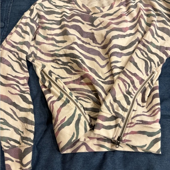 Rails Marlo ivory gradient tiger stripe crop terry sweatshirt S - Picture 4 of 6